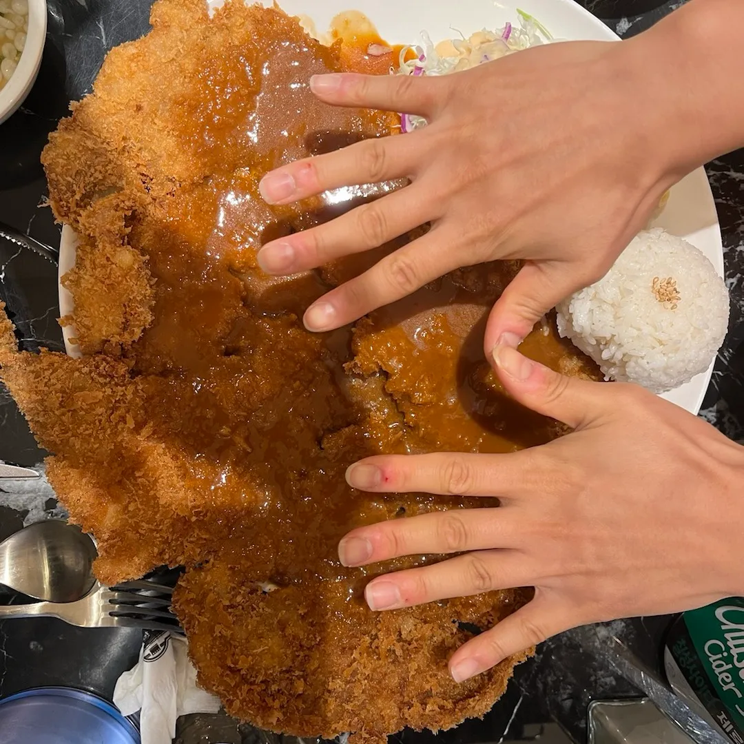 돈까스 한개로 남자 2명 먹어도 배부를양이고 맛은 일반 돈까스맛임.

스프랑 국은 셀프 맛잇음.